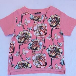 ABA paris  100% linen floral pink top # A08